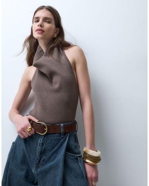 ASOS Faux Suede Half Moon Waist And Hip Jeans Belt - Blue