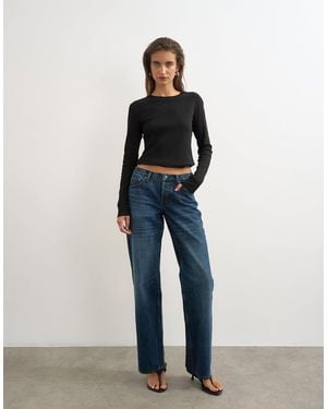 TOPSHOP Ember Low Rise Relaxed Straight Leg Jeans - Blue