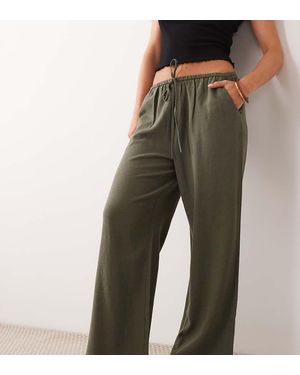 Miss Selfridge Linen Mix Pull On Trousers -green