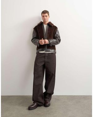 TOPMAN Chaqueta De Borreguito Sintético En Chocolate - Marrón