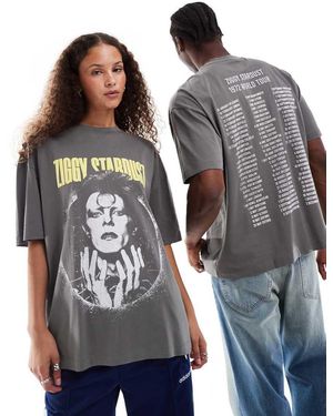 ASOS T-Shirt Oversize Antracite Con Stampa "Bowie" - Nero