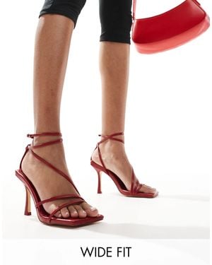 Public Desire Public Desire Flossy Wide Fit Heeled Sandals - Red