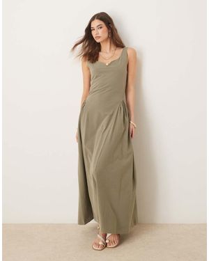 ASOS Vestito Lungo Estivo Verde Salvia Con Gonna A Ruota - Neutro