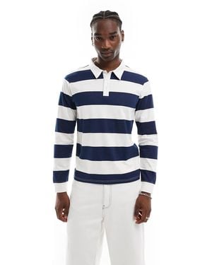 Another Influence Maglietta A Maniche Lunghe Stile Rugby Blu A Righe