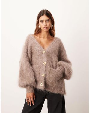 ARRANGE Premium Oversized Mohair Rich Cardigan - Natural