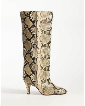 ASOS Contessa Cone Heel Slouch Knee Boots - White