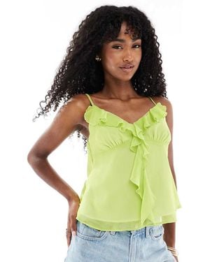 Miss Selfridge Chiffon Ruffle Cami Top - Green