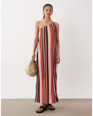 ASOS One Shoulder Plisses Maxi Dress - White