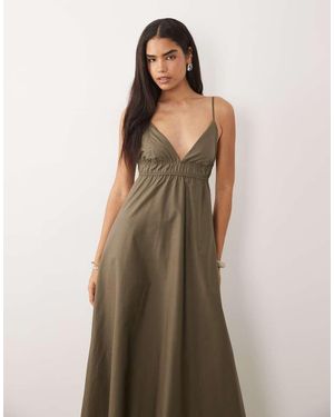 Mango Katoenrijke Maxi Cami-Jurk Met Bandjes - Bruin
