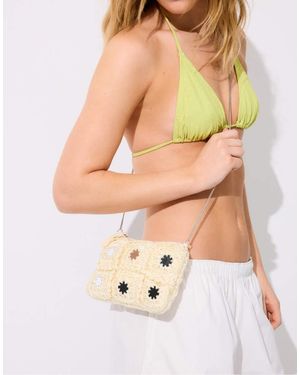 Stradivarius Mini Mirror Crochet Crossbody Bag - Natural