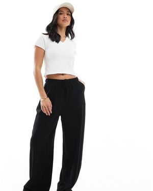 Stradivarius Petite Linen Look Pull On Trouser - Black