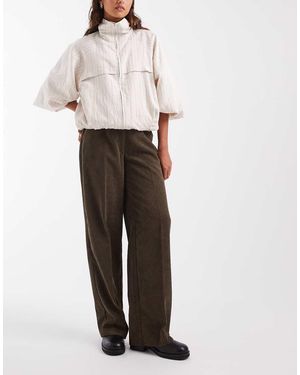 Pieces Pantaloni A Coste A Vita Alta Coordinati - Bianco