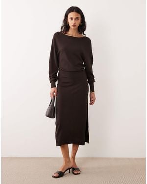 Mango Boat Neck Midi Dress - Natural