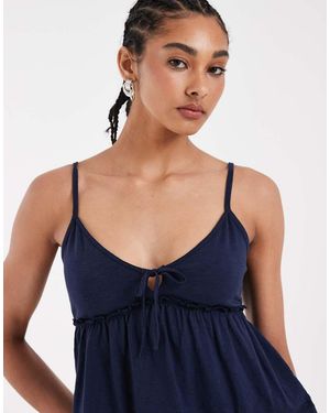 Hollister Top Estilo Babydoll De Tirantes Con Lazada Delantera - Azul