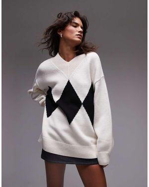 ARKET Felpa Oversize Monocromatica Con Motivo A Rombi - Grigio