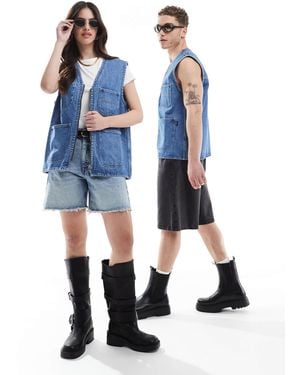 Dr. Denim Dr. denim – unisex denver – workwear-jeansweste mit reißverschluss - Blau