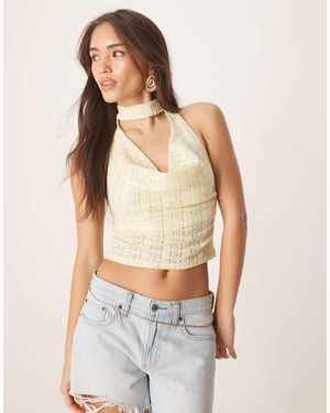 Motel Chupa Broderie Flower Top - Yellow