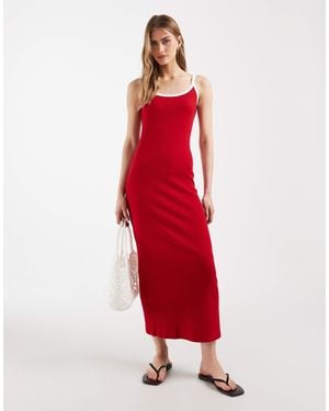 ASOS Trim Rib Midi Dress - Red