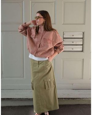 NA-KD X Charlotte Olivia Cropped Twill Jacket - Grey
