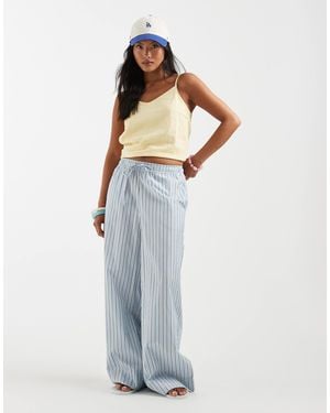 Only Petite Pantalon large à rayures - Bleu