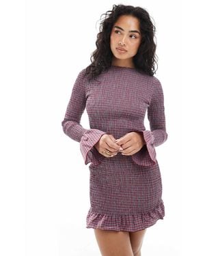 Daisy Street Long Sleeve Shir Mini Dress - Purple