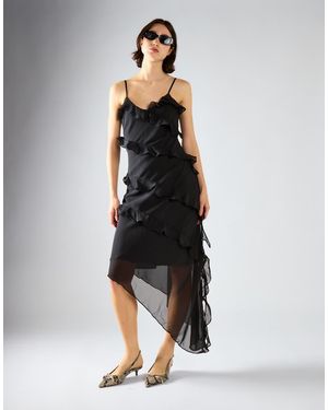 Collective The Label Waterfall Ruffle Maxi-Dress - Black