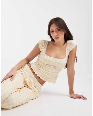 Loungeable Super Soft Jersey Wide Leg And Cami Pajama Set - Natural