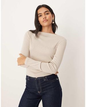 Mango Boat Neck Long Sleeve Top - White