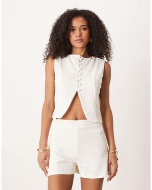 ASOS Co-ord Linen Look Boxy Waistcoat - White