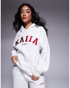 Kaiia Sudadera Gris Jaspeado Y Rojo Con Capucha Y Logo Bordado De (Parte De Un Conjunto)