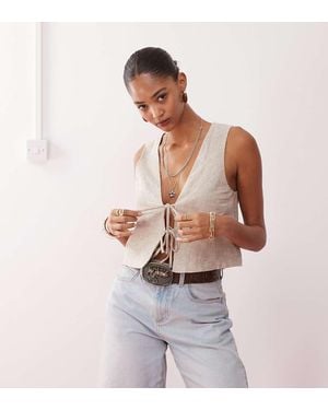 Monki Chaleco De Traje Blanco De Lino Exclusivo En Asos De -Neutro