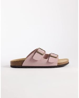 ASOS Sandales en daim contrecollé à deux brides avec semelle en liège - clair - Rose
