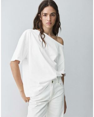 Pull&Bear – asymmetrisches t-shirt - Weiß