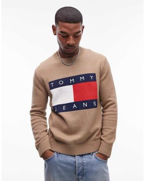 Tommy Hilfiger Sudadera Marrón De Corte Estándar Con Logo De Bandera De - Multicolor