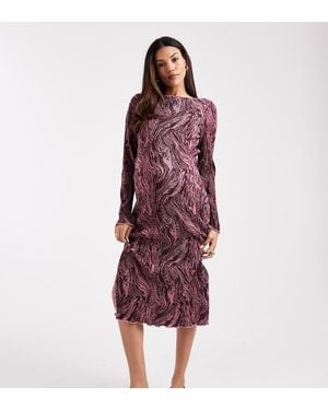 Mama.licious Mamalicious Maternity Boat Neck Plisse Midi Dress - Red
