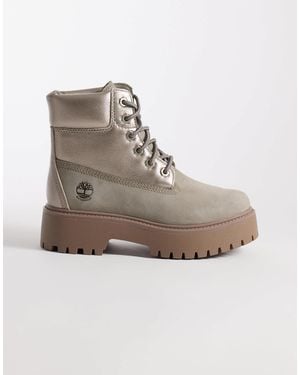 Timberland Stone Street 6 Inch Lace Up Platform Waterproof Boots - Gray