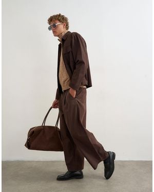 TOPMAN Balloon Fit Herringbone Twill Trouser - Brown