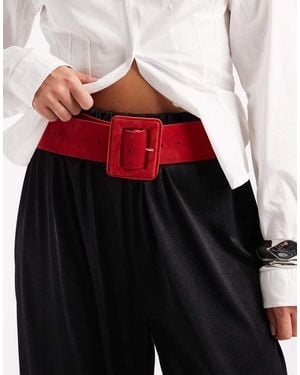 ASOS Pu Waist Belt With Large Buckle - Red
