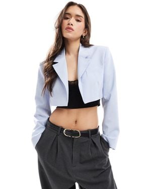 Bershka Cropped Blazer - Blue