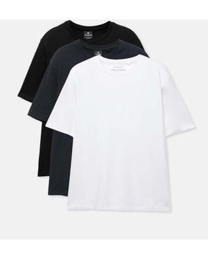 Pull&Bear 3-pack Of Short Sleeve T-shirts - Black