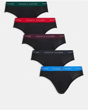 Tommy Hilfiger Pack De 5 Calzoncillos Negros Básicos Con Cinturillas Rojas, Verdes Y Azules De Algodón Signature Cotton Essentials De
