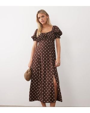Miss Selfridge Spun Strappy Maxi Dress - Brown