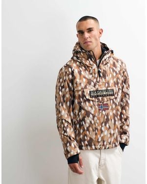 Napapijri Anorak mit box-logo und hirsch-print - Braun