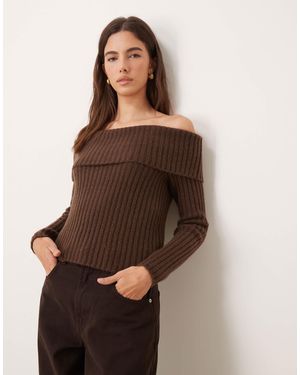Abercrombie & Fitch – schulterfreier pullover - Braun