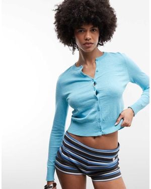 Reclaimed Vintage Neat Fit Cardigan - Blue