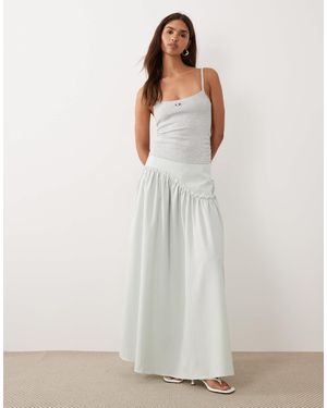 BRONZE SNAKE Drop Waist Detail Maxi Skirt - White