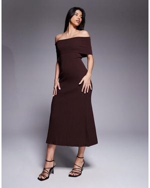 Bardot Hattie Knit Midi Dress in Brown | Lyst