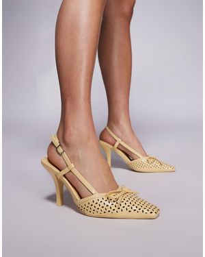 Public Desire Alchemy Laser Cute Sling Back Heels With Bow - Yellow