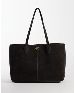 GANT – shopper-tragetasche aus echtem wildleder - Schwarz