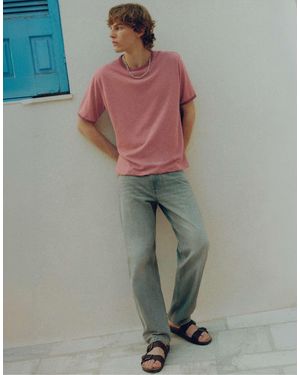 Pull&Bear Kontrastfarbenes t-shirt mit rippstruktur - Grau